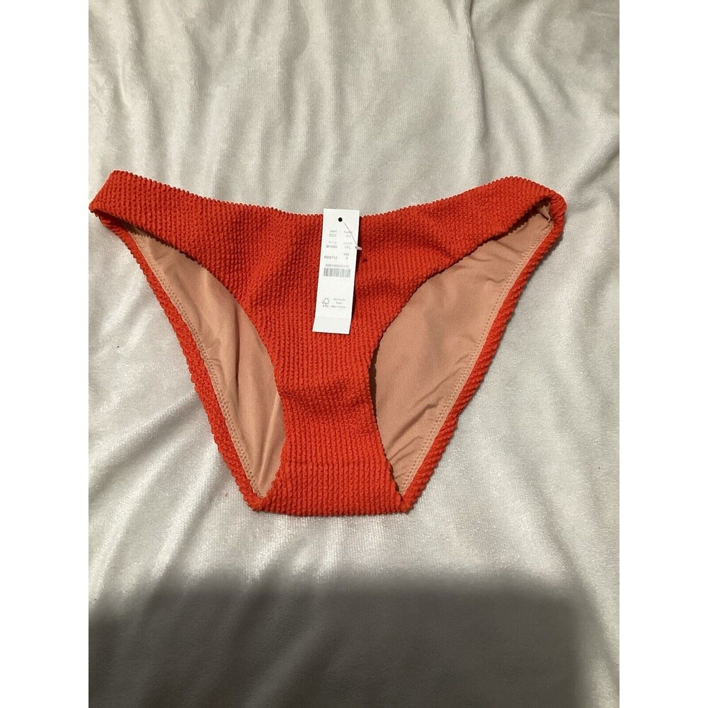J. Crew Red Textured Ribbed Bikini Swim Bottom S